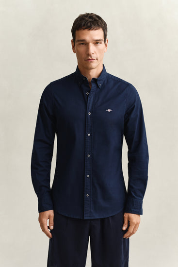 Koszula męska z długim rękawem slim fit granatowa
