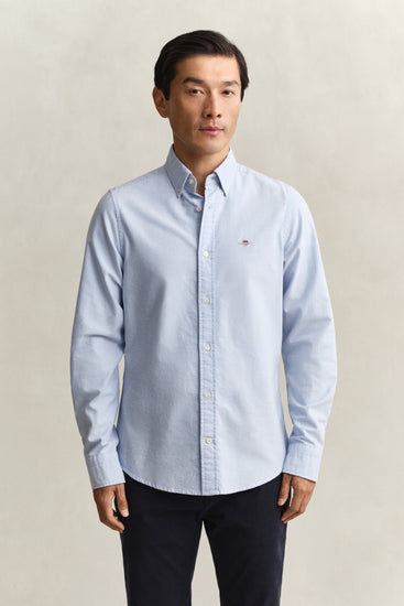 Koszula męska z długim rękawem slim fit niebieska