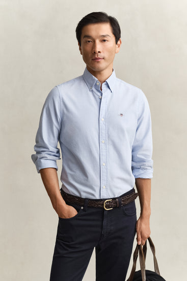 Koszula męska z długim rękawem slim fit niebieska