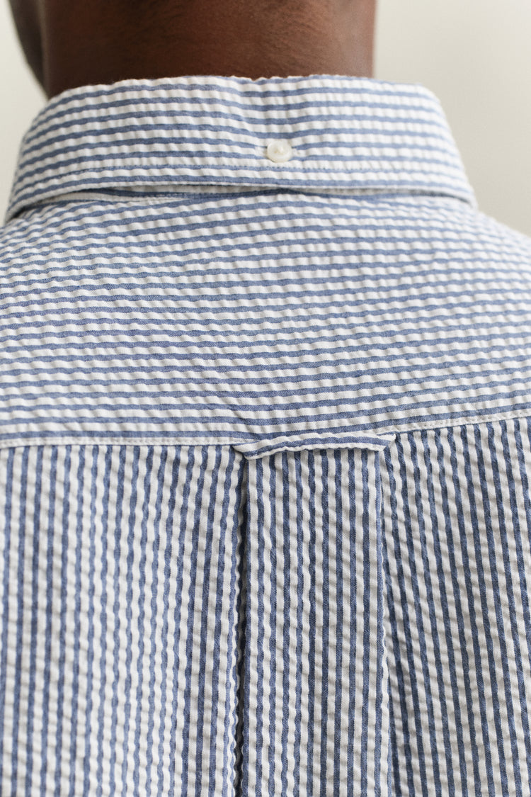 Bawełniana koszula męska w paski z długim rękawem regular fit