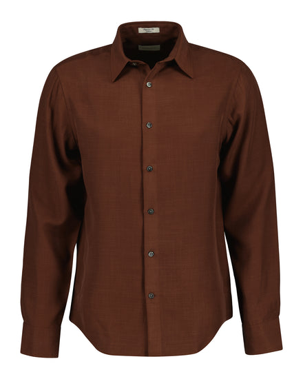 Lyocellowa koszula męska z długim rękawem regular fit brązowa