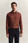 Lyocellowa koszula męska z długim rękawem regular fit brązowa