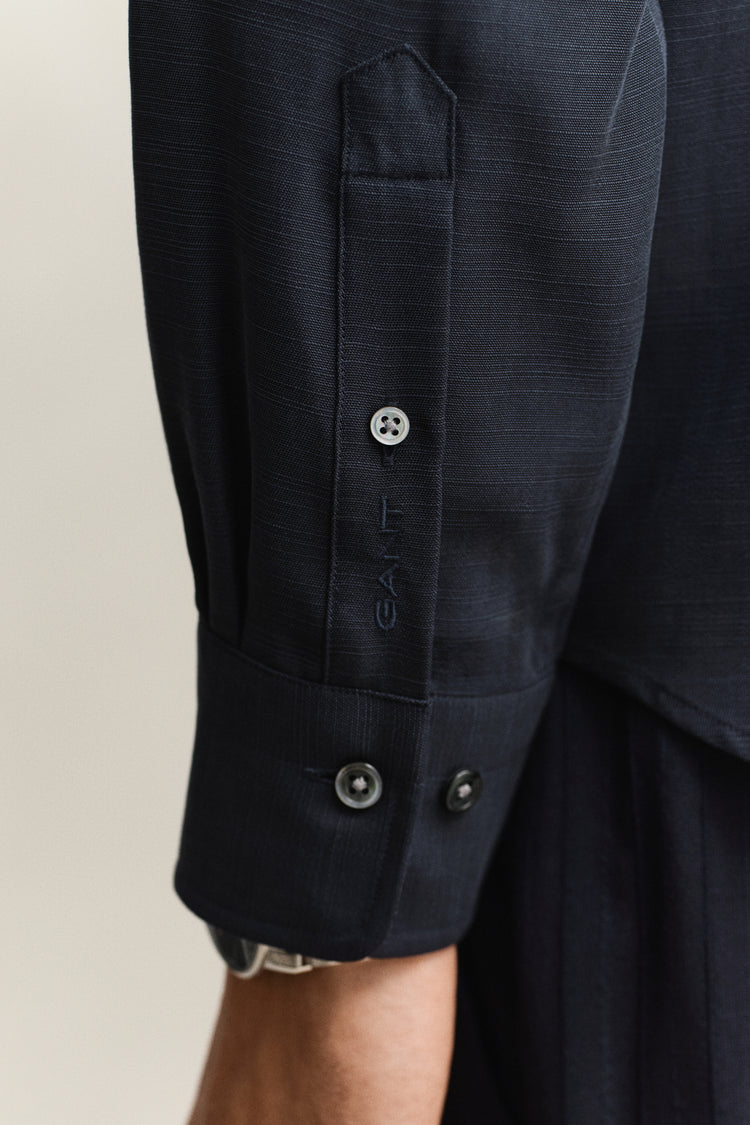 Lyocellowa koszula męska z długim rękawem regular fit granatowa