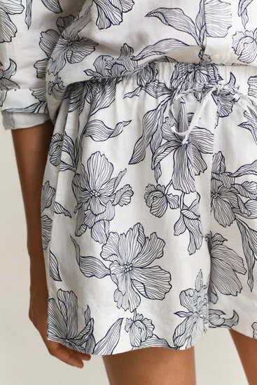 Szorty damskie z nadrukiem relaxed fit granatowe