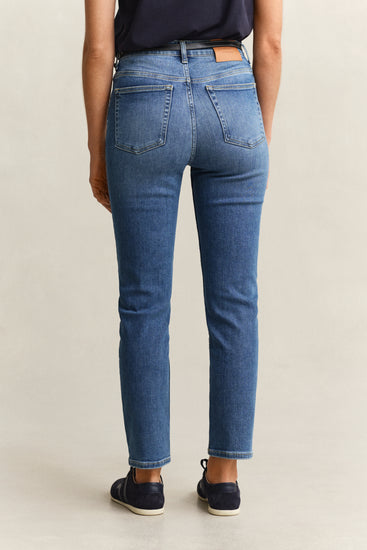 Spodnie jeansowe damskie slim fit niebieskie