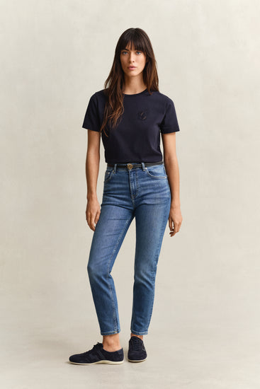 Spodnie jeansowe damskie slim fit niebieskie
