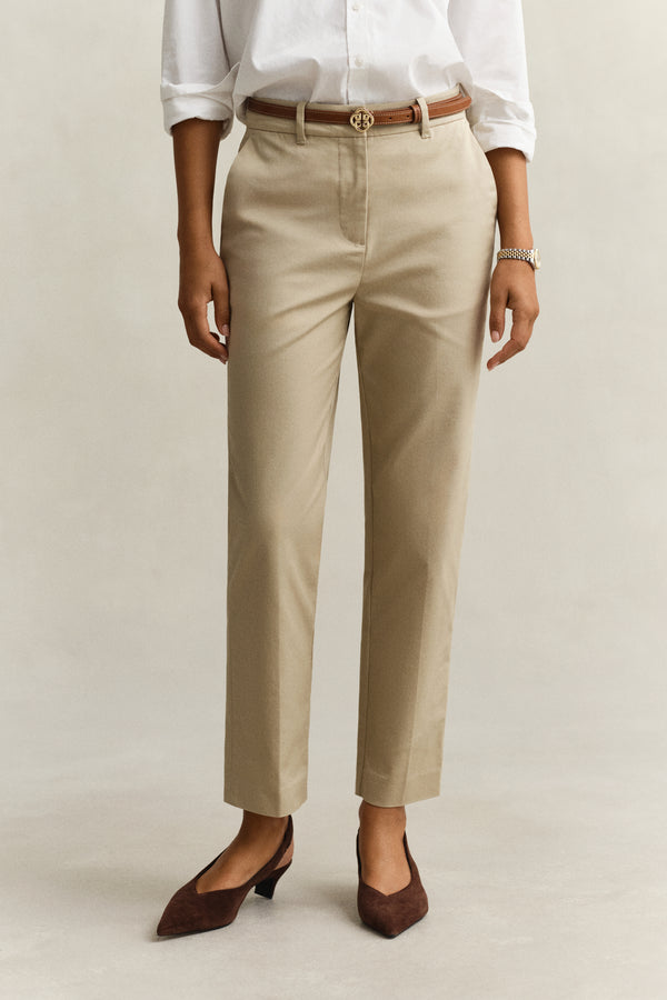 Spodnie damskie slim fit beżowe