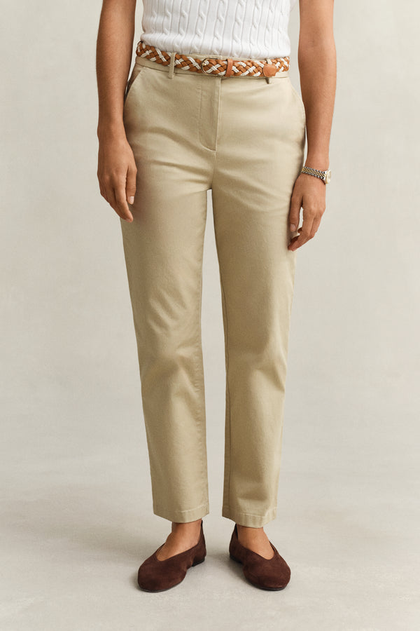 Spodnie damskie slim fit beżowe