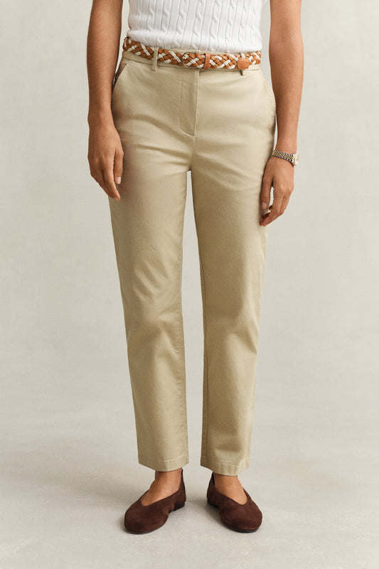 Spodnie damskie slim fit beżowe