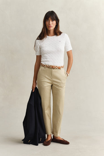 Spodnie damskie slim fit beżowe