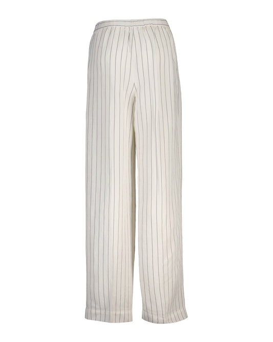 Spodnie damskie w paski relaxed fit białe