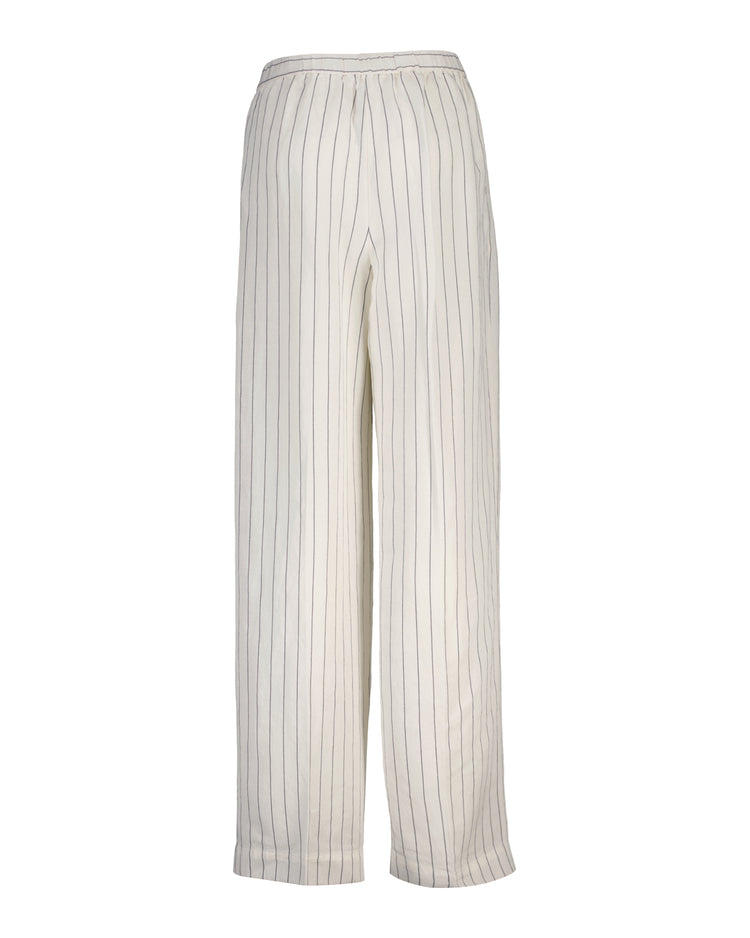 Spodnie damskie w paski relaxed fit białe