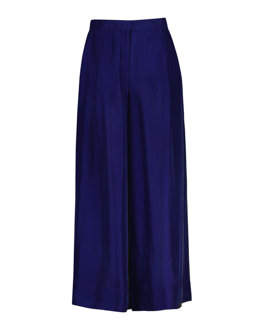 Jedwabne spodnie damskie regular fit granatowe