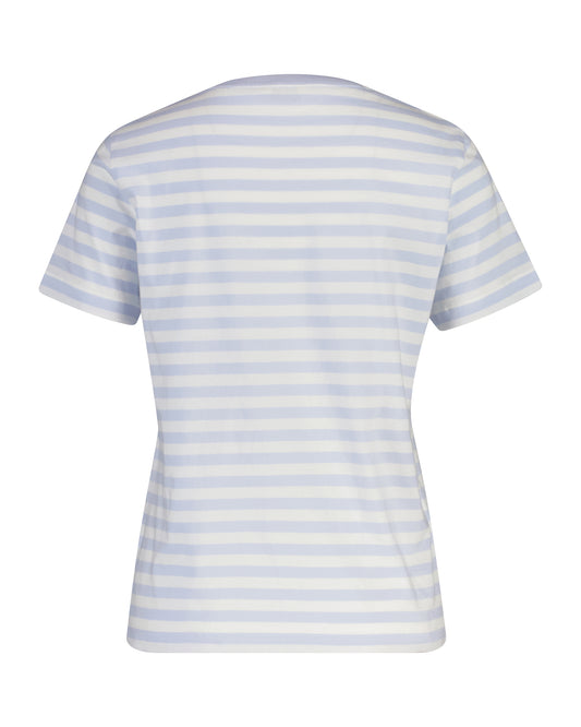 Bawełniany t-shirt damski w paski z okrągłym kołnierzykiem regular fit
