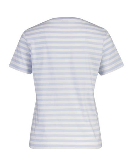 Bawełniany t-shirt damski w paski z okrągłym kołnierzykiem regular fit