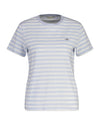 Bawełniany t-shirt damski w paski z okrągłym kołnierzykiem regular fit