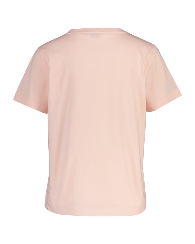 Bawełniana koszulka damska z dekoltem V regular fit różowa