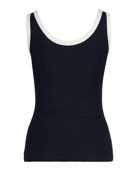 Koszulka damska z zamkiem do połowy bez rękawów slim fit granatowa