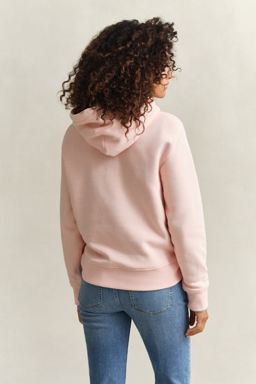 Bawełniana bluza damska z kapturem relaxed fit różowa