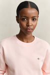 Bluza damska z okrągłym kołnierzykiem relaxed fit różowa