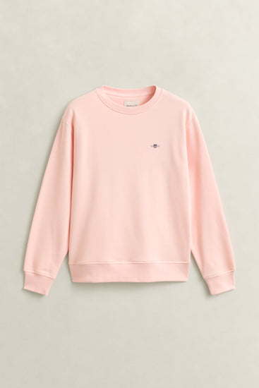 Bluza damska z okrągłym kołnierzykiem relaxed fit różowa