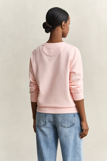 Bluza damska z okrągłym kołnierzykiem relaxed fit różowa
