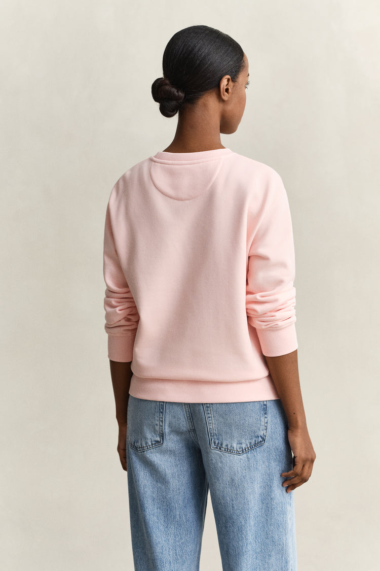 Bluza damska z okrągłym kołnierzykiem relaxed fit różowa