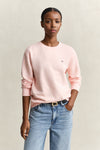Bluza damska z okrągłym kołnierzykiem relaxed fit różowa