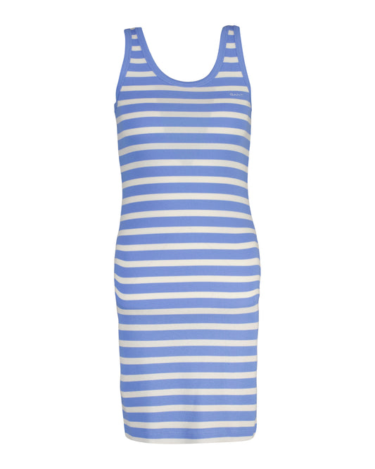 Sukienka damska w paski z okrągłym kołnierzykiem i krótkim rękawem slim fit