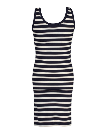 Sukienka damska w paski okrągły kołnierzyk krótki rękaw slim fit