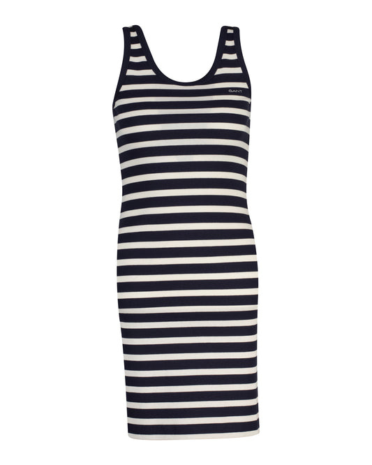 Sukienka damska w paski okrągły kołnierzyk krótki rękaw slim fit