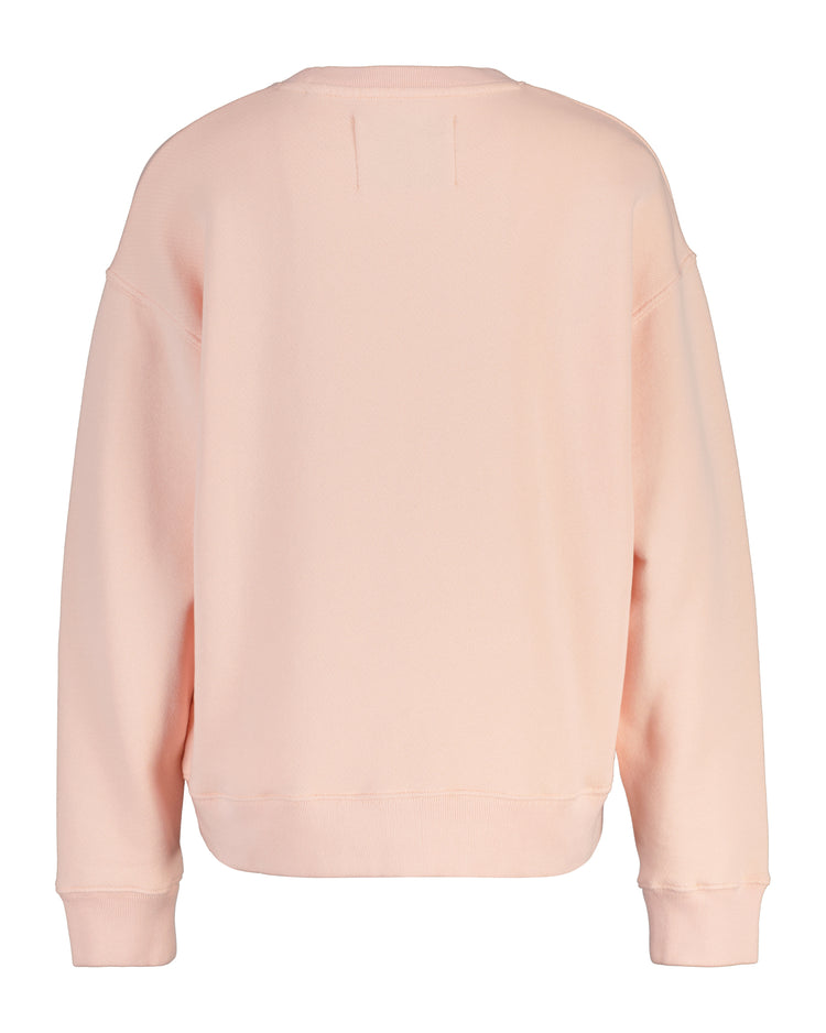 Bawełniana bluza damska z nadrukiem relaxed fit różowa