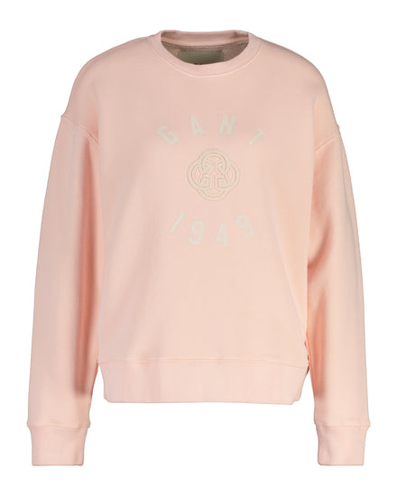 Bawełniana bluza damska z nadrukiem relaxed fit różowa