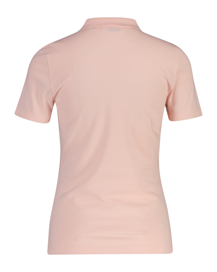Koszulka polo damska z krótkim rękawem slim fit różowa