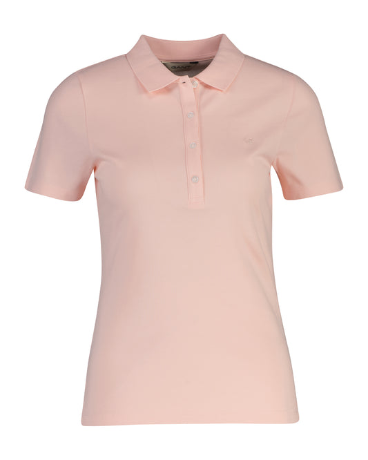 Koszulka polo damska z krótkim rękawem slim fit różowa