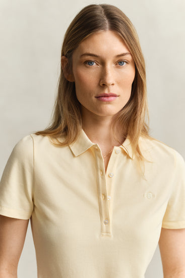 Koszulka polo damska slim fit żółta