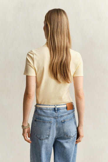 Koszulka polo damska slim fit żółta