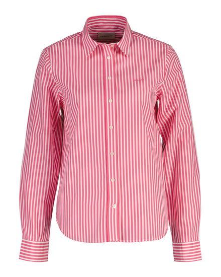 Bawełniana koszula damska w paski z długim rękawem regular fit