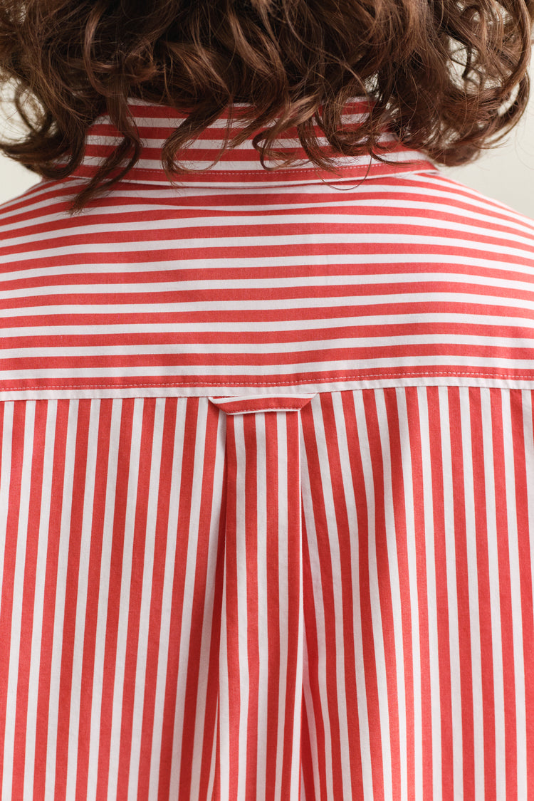 Bawełniana koszula damska w paski z długim rękawem regular fit