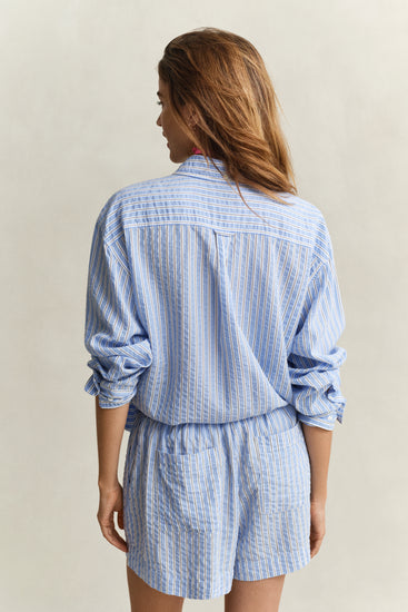 Lyocellowa koszula damska w paski z długim rękawem relaxed fit