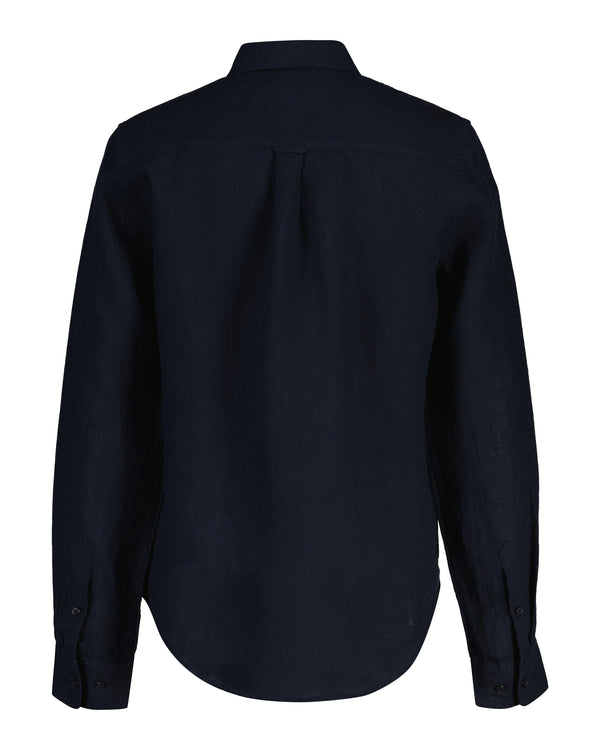 Lniana koszula damska z długim rękawem regular fit czarna