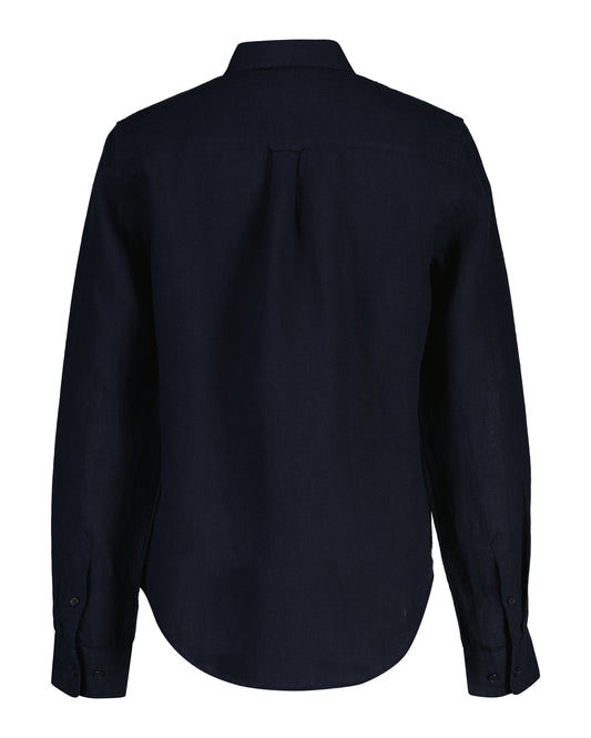 Lniana koszula damska z długim rękawem regular fit czarna