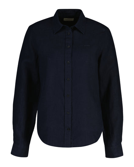 Lniana koszula damska z długim rękawem regular fit czarna