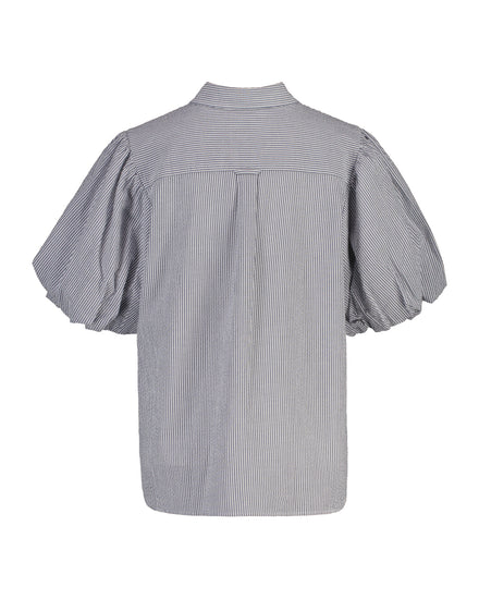 Bawełniana koszulka damska w paski regular fit granatowa