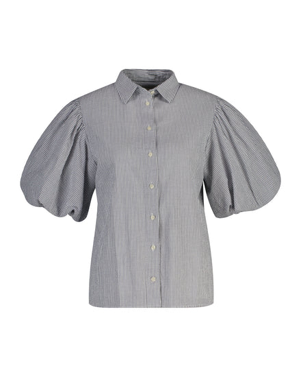 Bawełniana koszulka damska w paski regular fit granatowa