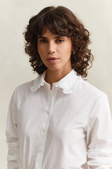 Bawełniana koszula damska z długim rękawem regular fit biała