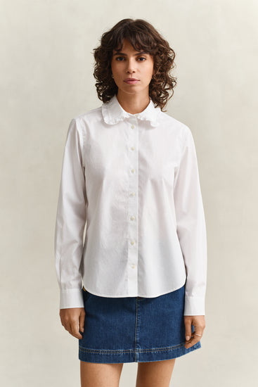 Bawełniana koszula damska z długim rękawem regular fit biała
