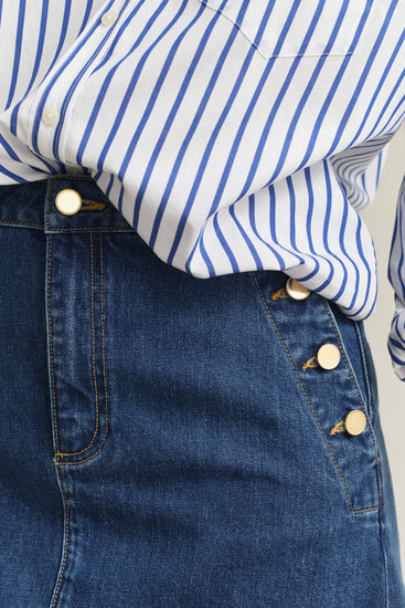 Bawełniana spódnica damska regular fit niebieska