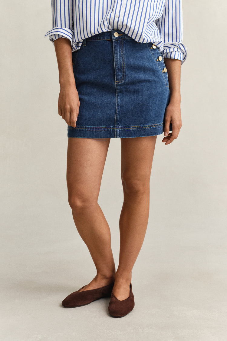 Bawełniana spódnica damska regular fit niebieska