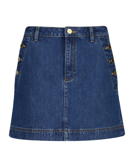 Bawełniana spódnica damska regular fit niebieska